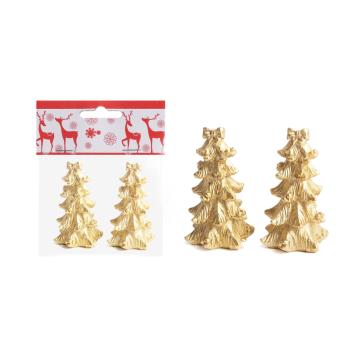 POLYRESINOVÁ BOROVICA, SADA 2 KS, SO ZLATOU MAŠĽOU