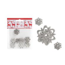 POLYRESINOVÝ ĽADOVÝ KVET, SADA 8 KUSOV, STRIEBORNÝ, V SÁČKU