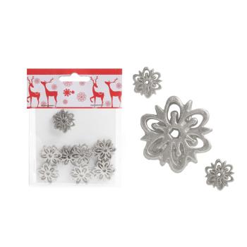 POLYRESINOVÝ ĽADOVÝ KVET, SADA 8 KUSOV, STRIEBORNÝ, V SÁČKU