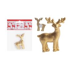 POLYRESIN S JELENÍMI PAROHMI, SAMOLEPIACI, ZLATÝ, VO VRECKU