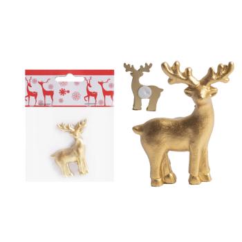 POLYRESIN S JELENÍMI PAROHMI, SAMOLEPIACI, ZLATÝ, VO VRECKU