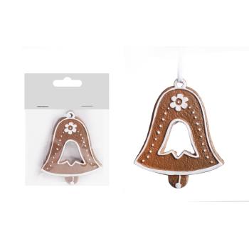 POLYRESINOVÝ ZÁVESNÝ PERNÍKOVÝ ZVON, V SÁČKU