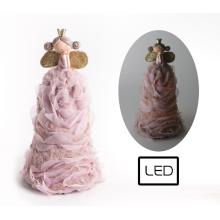 POLYRESINOVÝ ANJEL, LED, PLYŠOVÉ ŠATY, FIALOVÁ