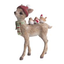 POLYRESINOVÝ JELEŇ, STOJACI, SANTA KLOBÚK, ŠÁL, ZVIERATÁ NA CHRBTE