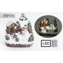 DOMČEK Z POLYRESINU, LEDDEL, ROTUJÚCI SNEHULIAK V ZÁHRADE