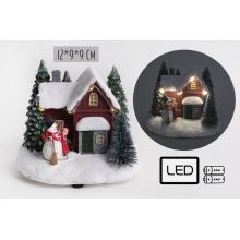 POLYRESINOVÝ SNEHOVÝ DOMČEK S LEDKOVÝM SNEHULIAKOM