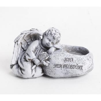 POLYRESINOVÝ SVIETNIK, ANJEL, S KAMEŇOM, S NÁPISOM NEVER FORGET