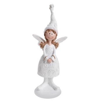 POLYRESINOVÝ ANJEL, STOJACI, BIELE ŠATY
