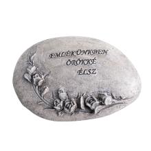 POLYRESINOVÝ KAMEŇ, S RUŽOU, V NAŠEJ PAMÄTI BUDEŠ ŽIŤ NAVŽDY S NÁPISOM, SIVÝ