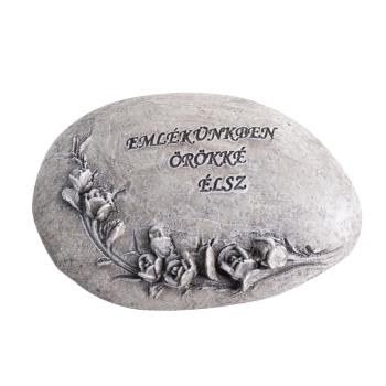 POLYRESINOVÝ KAMEŇ, S RUŽOU, V NAŠEJ PAMÄTI BUDEŠ ŽIŤ NAVŽDY S NÁPISOM, SIVÝ