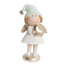 POLYRESINOVÝ ANJEL SO ZLATÝM SRDCOM, TYRKYSOVÝ