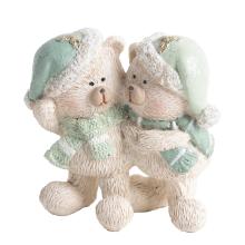 POLYRESINOVÉ MEDVEDE V SANTOVSKÝCH ČIAPKACH, TYRKYSOVO BIELA