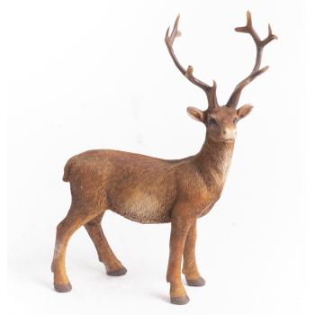 POLYRESINOVÝ JELEŇ, STOJACI, S PAROŽÍM, HNEDÝ