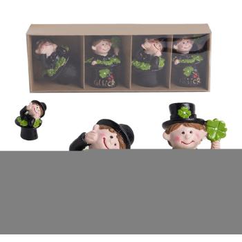 POLYRESINOVÝ KOMINÁR V KLOBÚKU, SADA 4 KUSOV, SAMOLEPIACI, SO ŠTVORLÍSTKOM