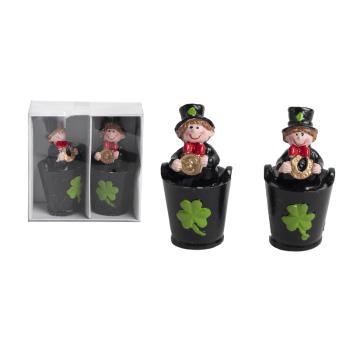 POLYRESINOVÝ KOMINÁR VO VEDRE, SADA 2 KUSOV, SO ŠTVORLÍSTKOM