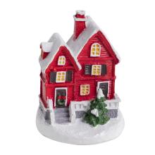 DOMČEK Z POLYRESINU, POSCHODIE, BOROVICA, ČERVENÁ A ZASNEŽENÁ