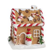 PERNÍKOVÁ CHALÚPKA Z POLYRESINU SO SNEHULIAKOM, CUKROVINKAMI A HROZIENKAMI