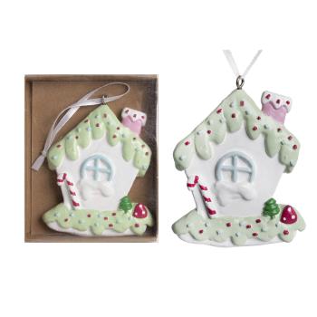 ZÁVESNÝ DOMČEK Z POLYRESINU, SVETLOZELENÝ , CUKRÍKY