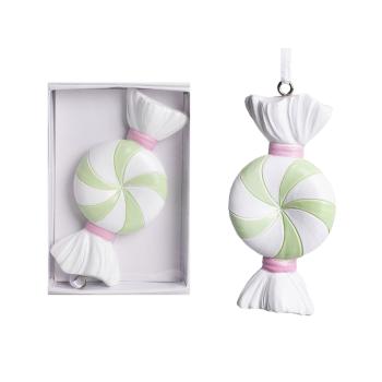 POLYRESINOVÝ ZÁVESNÝ CUKRÍK, TYRKYSOVÝ A BIELY