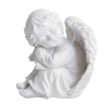 POLYRESINOVÝ ANJEL, SPIACI, S VEĽKÝM KRÍDLOM, BIELY