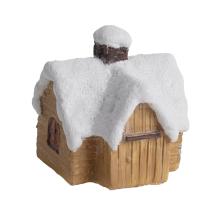 DOMČEK Z POLYRESINU, ZASNEŽENÝ, HNEDÝ A BIELY