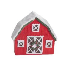 DOMČEK Z POLYRESINU, ČERVENÝ, SO ZASNEŽENOU STRECHOU