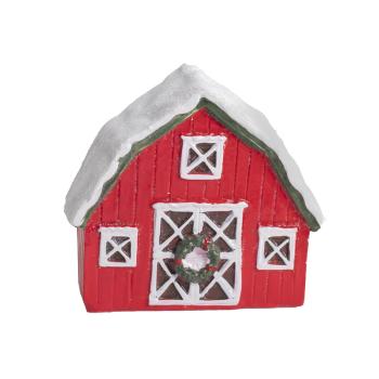 DOMČEK Z POLYRESINU, ČERVENÝ, SO ZASNEŽENOU STRECHOU