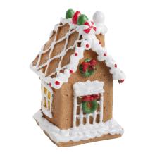 PERNÍKOVÁ CHALÚPKA Z POLYRESINU, ZASNEŽENÁ, ZDOBENÁ CUKROVINKAMI