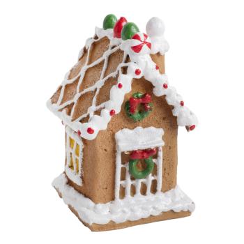 PERNÍKOVÁ CHALÚPKA Z POLYRESINU, ZASNEŽENÁ, ZDOBENÁ CUKROVINKAMI