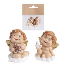 POLYRESINOVÝ ANJEL, SADA 2 KUSOV, PRÍRODNÝ, S HVIEZDOU ALEBO HOLUBICOU