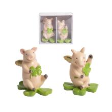 POLYRESINOVÉ PRASIATKO, SADA 2 KUSOV, SO ŠTVORLÍSTKOM