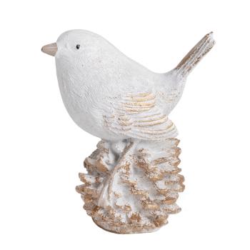 POLYRESINOVÝ VTÁK, BOROVICOVÁ ŠIŠKA, BIELA A ZLATÁ