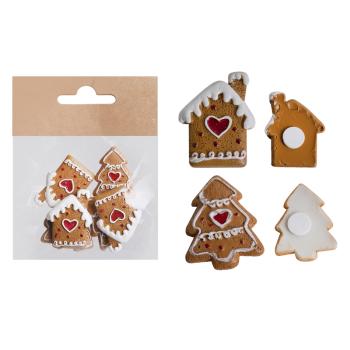 PERNÍKOVÁ CHALÚPKA A BOROVICA Z POLYRESINU, SADA 6 KUSOV, SAMOLEPIACE