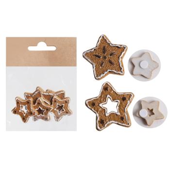 POLYRESINOVÁ PERNÍKOVÁ HVIEZDA, SADA 6 KUSOV, SAMOLEPIACA