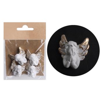 POLYRESINOVÝ ANJEL, SADA 4 KUSOV, LAKTE, BIELA A ZLATÁ FARBA