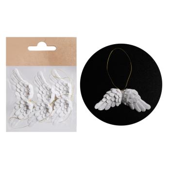 POLYRESINOVÉ ZÁVESNÉ ANJELSKÉ KRÍDLO, SADA 4 KUSOV, BIELA