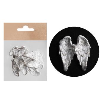 POLYRESINOVÉ ANJELSKÉ KRÍDLA, SADA 4 KUSOV, BIELA A STRIEBORNÁ