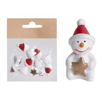 POLYRESINOVÁ SADA SNEHULIAKOV, 6 KUSOV, S HVIEZDOU, V SANTOVSKEJ ČIAPKE