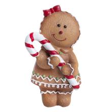 POLYRESINOVÁ PERNÍKOVÁ FIGÚRKA S CUKROVOU TRSTINOU, HNEDÁ