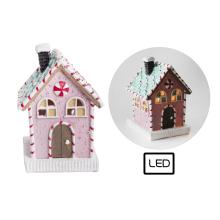 PERNÍKOVÁ CHALÚPKA Z POLYRESINU S LED DIÓDOU, RUŽOVÁ