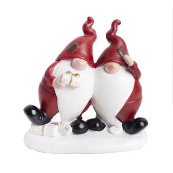 POLYRESINOVÉ FÚZATÉ ŠKRIATKOVIA, ČERVENÉ ŠATY S DARČEKOVÝM BALÍČKOM, ČERVENÁ BIELA