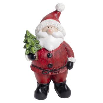 POLYRESINOVÝ SANTA CLAUS S BOROVICOU, ČERVENÝ