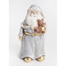 POLYRESINOVÝ SANTA CLAUS S MEDVEĎOM, ZELENO-ZLATÝ