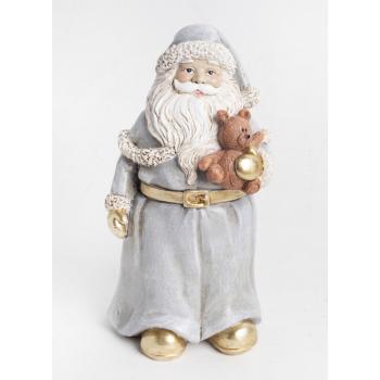 POLYRESINOVÝ SANTA CLAUS S MEDVEĎOM, ZELENO-ZLATÝ