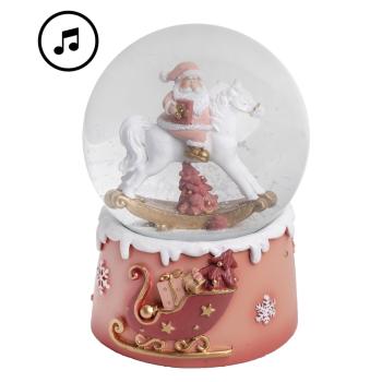 POLYRESINOVÁ SNEHOVÁ GUĽA S HUDOBNÝM SANTA CLAUSOM A HOJDAČKOU