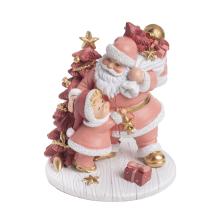 POLYRESINOVÝ SANTA CLAUS S BOROVICOU A DIEŤAŤOM, FIALOVÝ