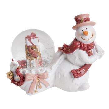 POLYRESINOVÁ SNEHOVÁ GUĽA SO SNEHULIAKOM DARČEK FIALOVÁ