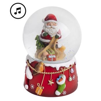 POLYRESINOVÁ SNEHOVÁ GUĽA, HUDOBNÁ, MIKULÁŠSKA, S TAŠKOU