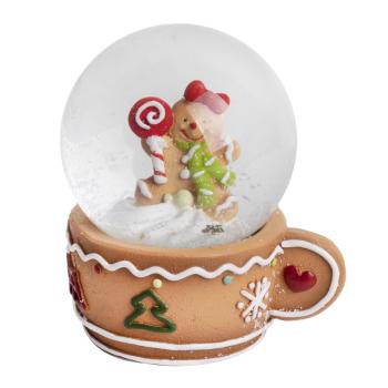 POLYRESINOVÁ SNEHOVÁ GUĽA, PERNÍKOVÁ DIEVČINA V HRNČEKU