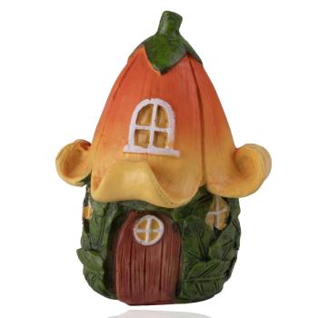 DOMČEK Z POLYRESINU SO STRECHOU Z KVETINÁČA, ŽLTOZELENÝ